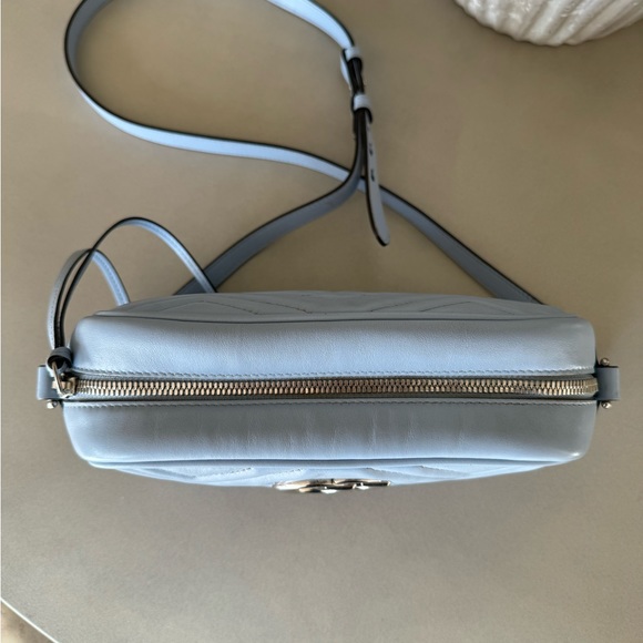 Authentic gently used Gucci GG Marmont Matelasse small crossbody bag baby blue - Picture 6 of 10